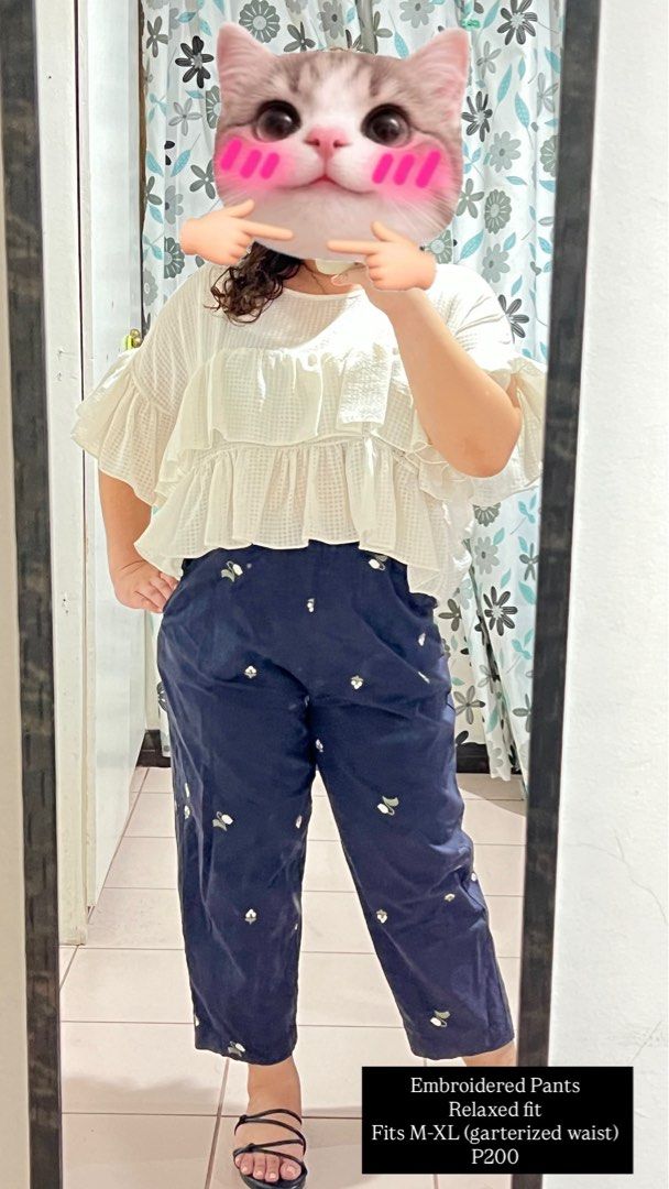 Embroidered Pants (Category: Other Bottoms) located in Cebu City. Submitted by fromreggg (Listing ID 1470854322, Image 3). Description: Embroidered Pants Relaxed fit Fits M-XL (garterized waist) P200.