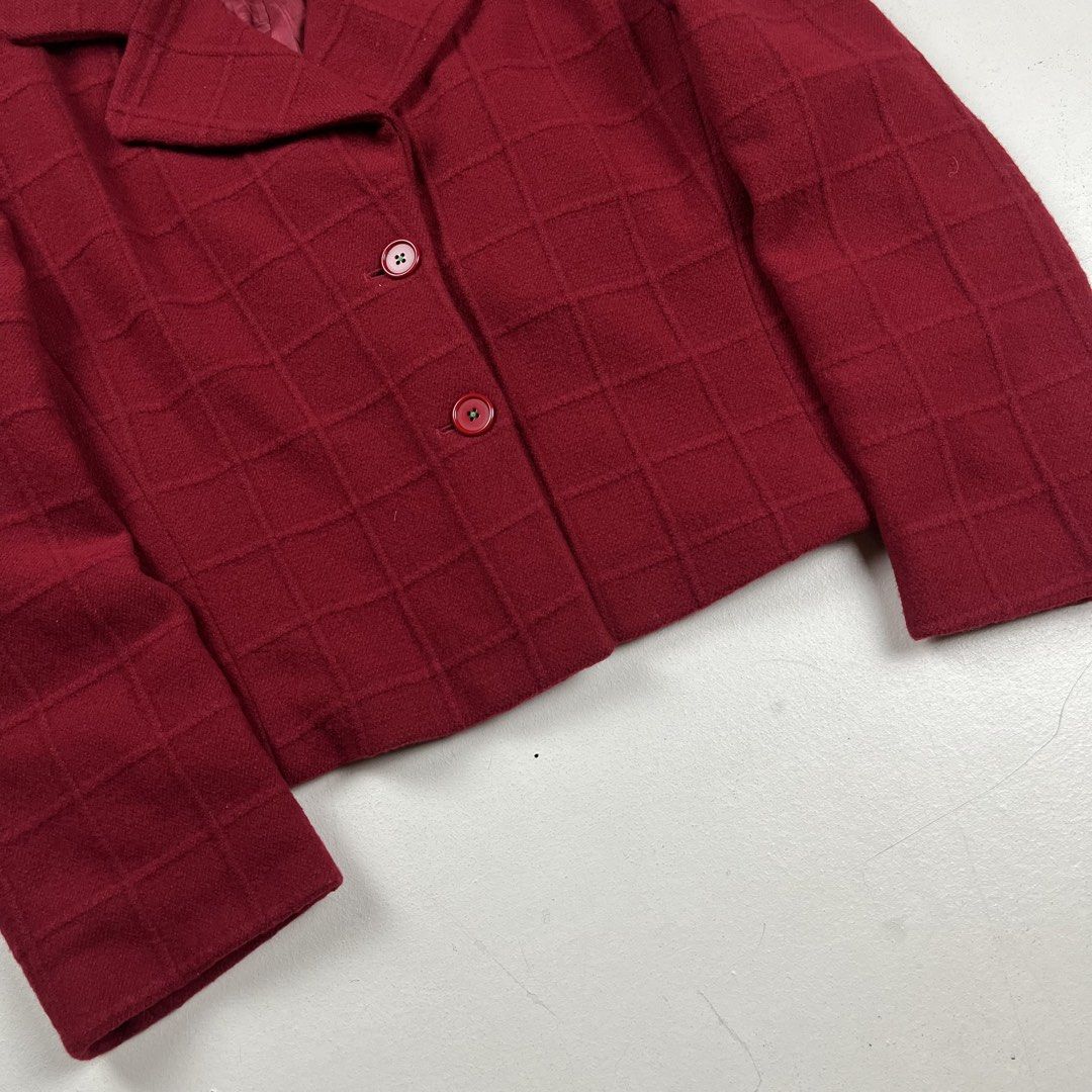 Emporio Armani 1990s Grid Textured Jacket (Category: Luxury Apparel) located in Quezon City. Submitted by forgarments (Listing ID 1470829853, Image 3). Description: Emporio Armani 1990s Grid Textured Jacket Excellent Condition Size: 44 Shoulder: 18 Inches Chest width: 21 Inches Waist: 18 Inches Sleeve: 21.5 Inches Length: 22 Inches Hem: 17 Inches - Textured Grid pattern - Wool blend - 2 Button main closure - Made in Italy.