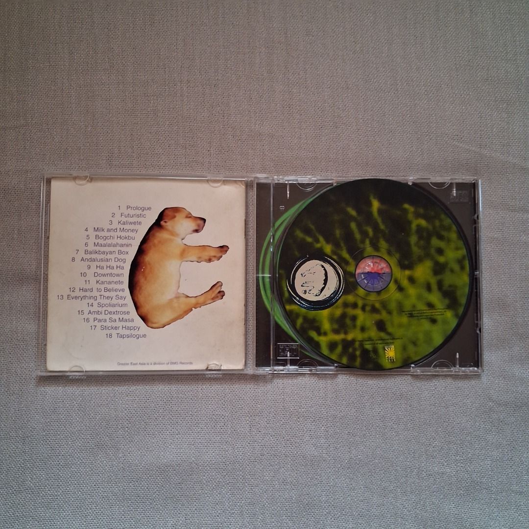 Eraserheads - Sticker Happy (pakibasa muna) (Category: CDs & DVDs) located in Quezon City. Submitted by threeleggeddog (Listing ID 1470868689, Image 3). Description: BAWAL SA MAARTE KAYA BUY AT OWN RISK walang pilitan, sa may gusto lang inlay G/VG condition (check pictures) disc VG condition** **honest known issue - may maliit na cd rot? (check cd picture); may sudden skip sa track 4 pero after ilang seconds resume play na, other than that all tr