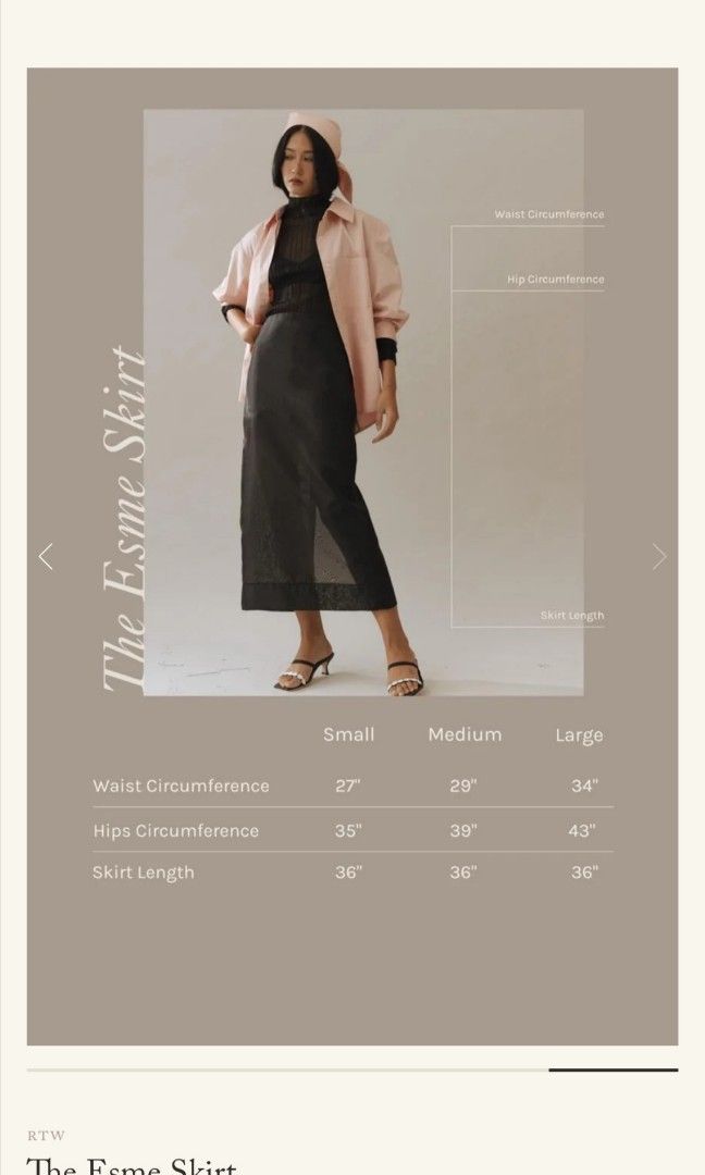 Esme Skirt Black Small (Category: Skirts) located in Makati City. Submitted by akirha_27 (Listing ID 1470890090, Image 2). Description: SRp 12,000 Now 9,000 With Tag and Paper bag Strictly No Refund A dainty take on a classic piece; a sheer, ankle-length column skirt, unlined with a back slit for ease of movement. Notes: Unlined Back slit for ease.
