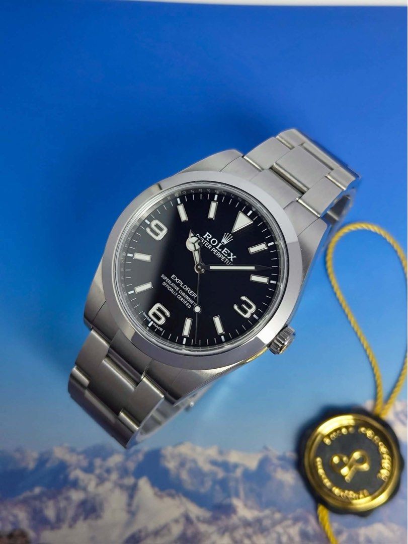 Explorer 1 39mm (Category: Men's Watches) located in Makati City. Submitted by swissperpetual (Listing ID 1470779140, Image 2). Description: Rolex Oyster Perpetual Explorer I Black Dial 39mm 214270 2018 Complete Set Condition: 9/10 (Excellent condition) Price: P488,000 Negotiable 🤝 7 Day Moneyback Guarantee 🧑‍🔧 1 Year SP Service Warranty 💱 Trades Offers and Pre-orders Accepted 💳 Credit Card Options Available 🪙 Layaway Options Available 📦 N
