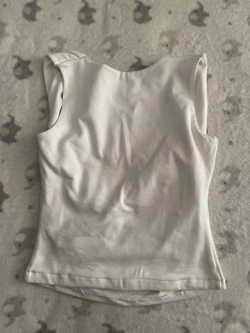 Fhilar Apparel White top (Category: Sleeveless) located in Sorsogon. Submitted by comfortbeforestyle (Listing ID 1470766624, Image 3). Description: Fhilar White Top | Small Lightly used but stored for a long time. Has some dirt marks due to storage, which may come off after washing. The fabric should look whiter once cleaned. Please manage your expectations and buy as is. Location: Sorsogon Shipping: J&T Express only..