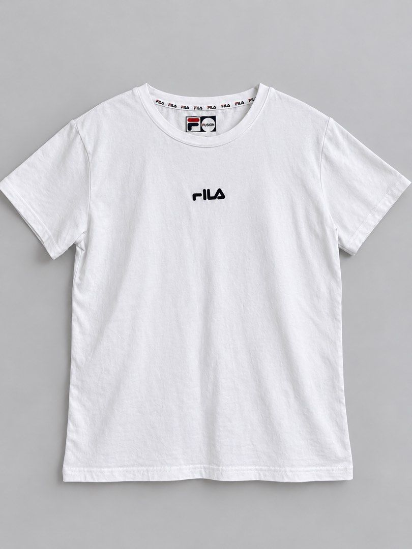 FILA Fusion White T-shirt (Category: Shirts) located in Cabanatuan. Submitted by yass03_loved (Listing ID 1470845244, Image 1). Description: S-m.