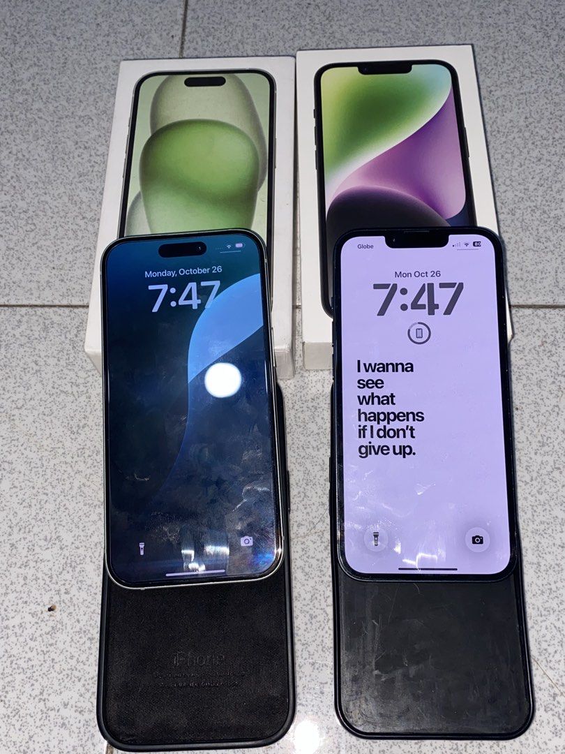 FOR SALE ASPACK IPHONE 14 AND IPHONE 15 (Category: iPhone 14 Series) located in Manila. Submitted by sijtayron (Listing ID 1470901682, Image 3). Description: 44K ASPACK NEGOTIABLE IF EACH: IPHONE 14 (MIDNIGHT) 128GB 83%BH ZP/A VARIANT -20,000 FIXED! IPHONE 15 (GREEN) 128GB 83%BH JAPAN VARIANT 24,500 FIXED! MESSAGE ME FOR MORE DETAILS!📩.