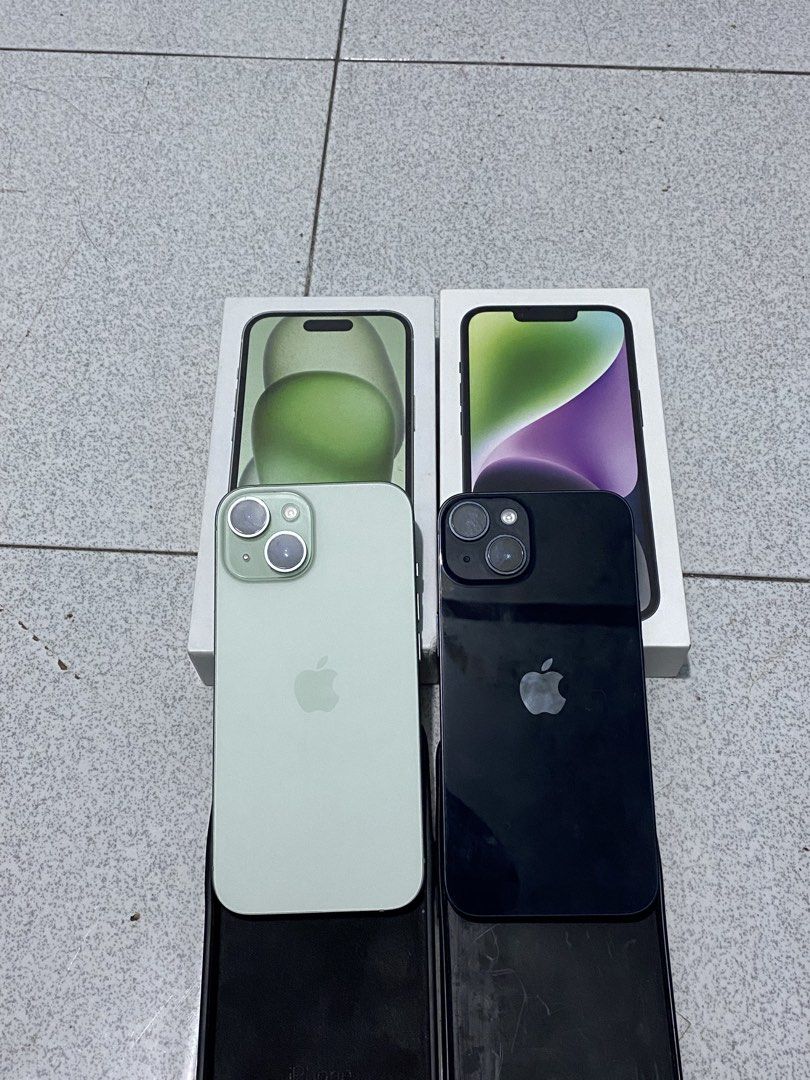FOR SALE ASPACK IPHONE 14 AND IPHONE 15 (Category: iPhone 14 Series) located in Manila. Submitted by sijtayron (Listing ID 1470901682, Image 2). Description: 44K ASPACK NEGOTIABLE IF EACH: IPHONE 14 (MIDNIGHT) 128GB 83%BH ZP/A VARIANT -20,000 FIXED! IPHONE 15 (GREEN) 128GB 83%BH JAPAN VARIANT 24,500 FIXED! MESSAGE ME FOR MORE DETAILS!📩.