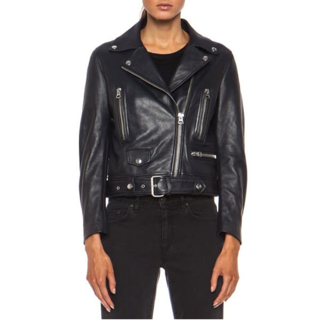 For Women - Acne Studios - Mock Leather Biker (Category: Coats, Jackets and Outerwear) located in Bacolod City. Submitted by drop.ph (Listing ID 1470772339, Image 1). Description: Acne Studios - Mock Leather Biker Jacket *Size XS - 16.5 - Width, 19.5 - Length 15 - Shoulder, 21.5 - Sleeve *Minor signs of usage, Missing leather belt *Overall still in excellent condition *Price: 15,000php *Add SF if outside Bacolod City.