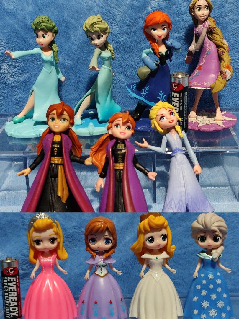 Frozen and Disney Princess Figures Lot (Category: Figurines & Statues) located in Baguio. Submitted by abigailmyra (Listing ID 1470743478, Image 1). Description: P50 each Anna, Elsa, Rapunzel NO markings, good quality P45 each/P150 set Princess Aurora, Belle, Cinderella -gowns can be interchanged -ideal for older kids & for display loc:Baguio-CAR.