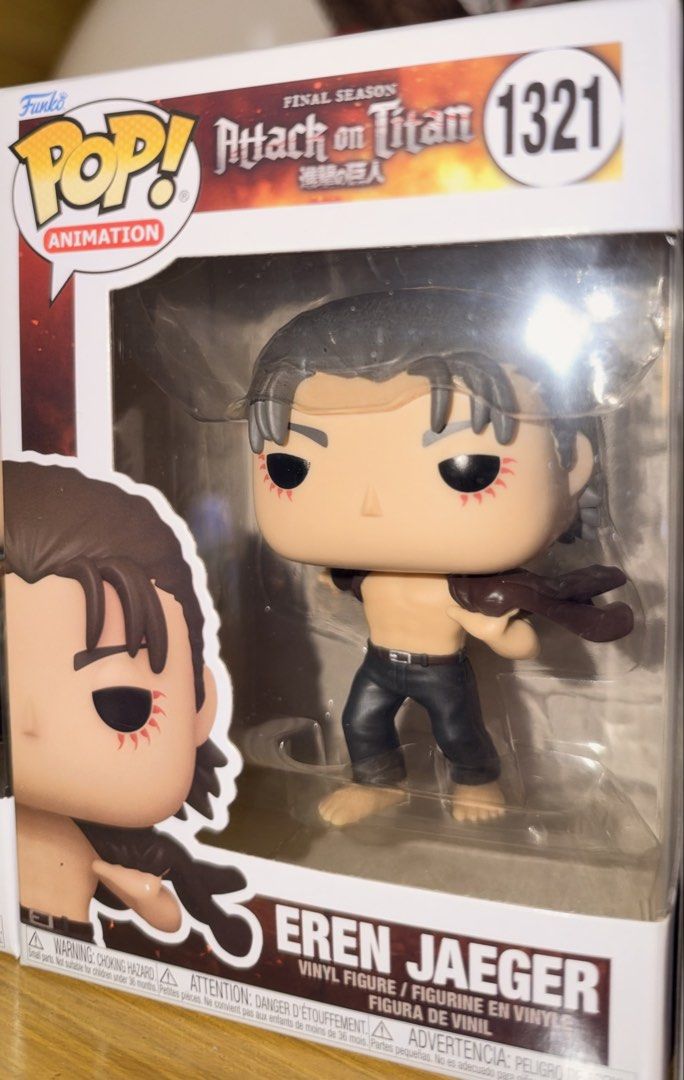 Funko Pop Attack on Titan Levi Eren Mikasa (Category: Figurines & Statues) located in Taguig. Submitted by fort22 (Listing ID 1470891896, Image 3). Description: - Attack on Titan Final Season Funko Pop set of 3 - Levi #1625 (Funko.com Exclusive sticker) - Eren Jaeger #1321 - Mikasa Ackermann #1446 (BigBadToyStore Exclusive sticker) - All items in original packaging with clear windows - Ideal for anime collections and Funko enthusiasts.