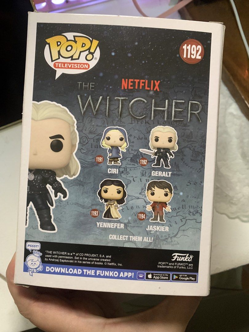 Funko Pop! Television Geralt The Witcher Netflix (Category: Designer & Blind Box Toys) located in Pasig City. Submitted by metagrease.6 (Listing ID 1470887082, Image 2). Description: Funko Pop! Television Geralt The Witcher Netflix - with box - slight creasing on box - no issues Can send more pics if needed! Location: Pasig RFS: Decluttering MOP: Gcash or Maya MOD: Lalamove or J&T. SF/delivery to be shouldered by buyer Thank you! :3.