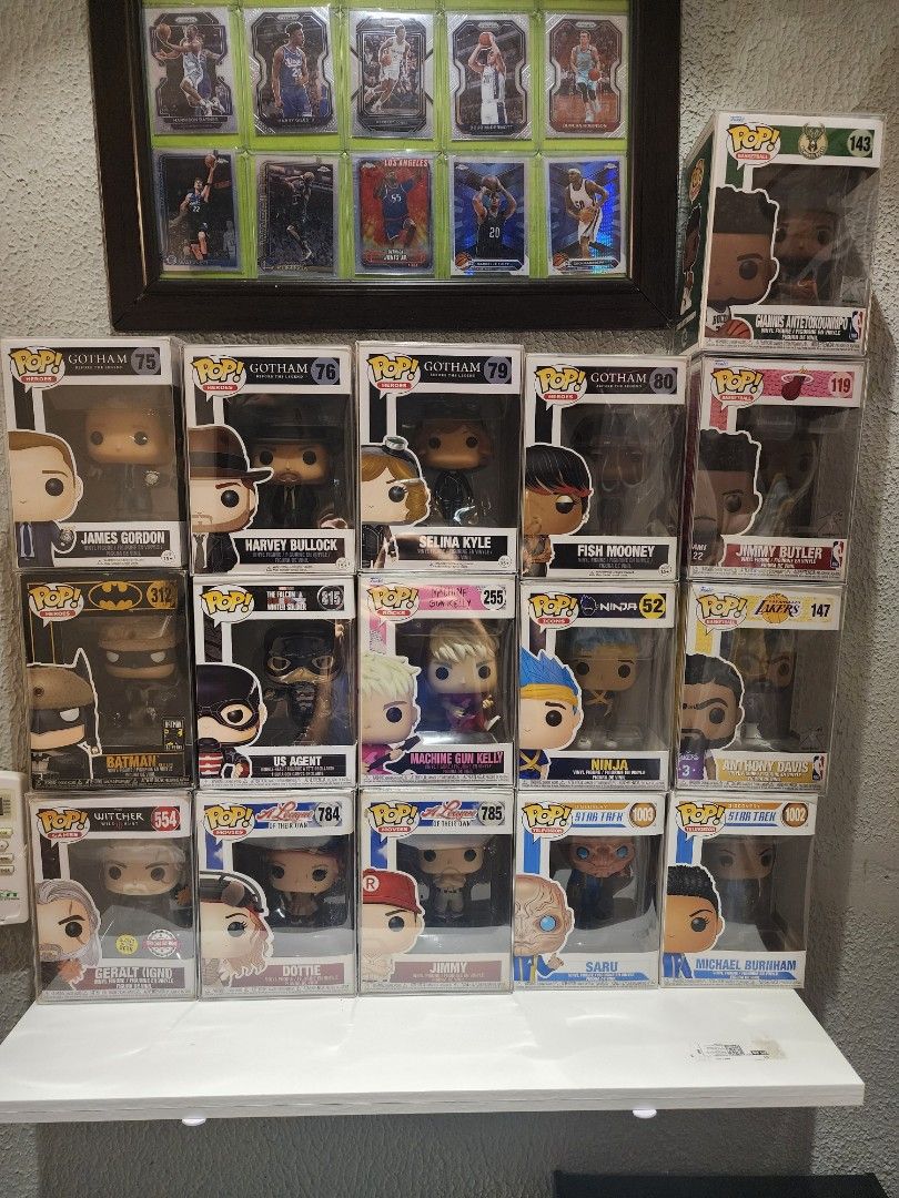 Funko Pop Vinyl Figures Gotham NBA Star Trek Witcher (Category: Designer & Blind Box Toys) located in Manila. Submitted by kg613 (Listing ID 1470921307, Image 1). Description: - Massive Funko Pop collection featuring popular series and icons - Includes Gotham (James Gordon, Harvey Bullock, Selina Kyle, Fish Mooney), NBA stars (Giannis, Jimmy Butler, AD), Ninja, Batman, MGK, Star Trek, Witcher Geralt, and A League of Their Own - All figures are se
