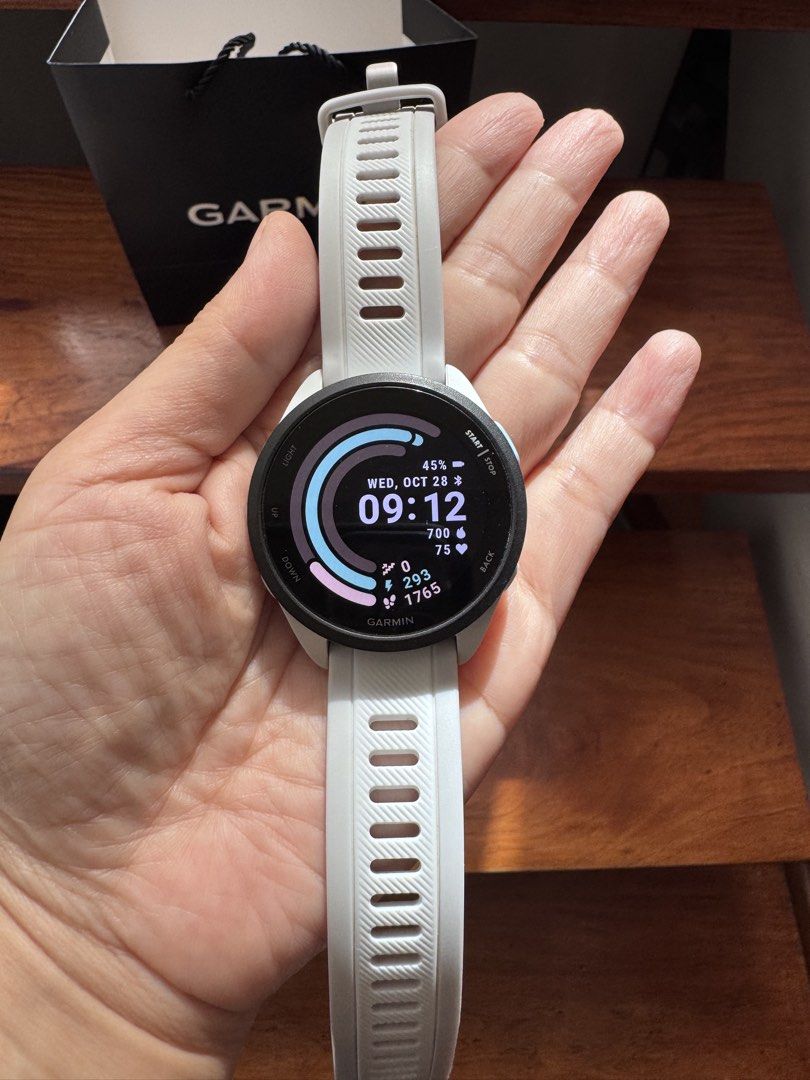 GARMIN FORERUNNER 165 (Category: Wearables & Smart Watches) located in San Pedro. Submitted by jasdecluttersph (Listing ID 1470750681, Image 2). Description: ⌚️ FOR SALE: GARMIN FORERUNNER 165 — WHITESTONE 🤍 ✨ PRELOVED • LIKE NEW • COMPLETE SET ✨ Letting go of my Garmin Forerunner 165 in the beautiful Whitestone/White color. 📅 Bought July 2026 🧾 With ORIGINAL RECEIPT & PAPERS 📦 Complete with original box + charger + inclusions 🛍️ With Garmin
