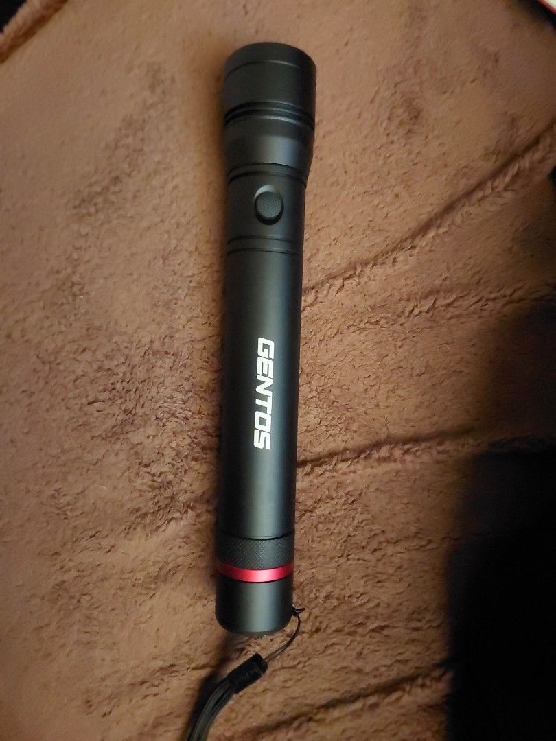 Gentos REXEED RX-023DS LED flashlight (Category: Travel Essentials & Accessories) located in Manila. Submitted by kimkimkimc53329 (Listing ID 1470759917, Image 1). Description: Key Specifications Brand/Model:Gentos REXEED RX-023DS Brightness: Up to 900 lumens (Max mode) Light Source: High-output white LED (non-replaceable) Power Source: 3 × AA alkaline batteries Durability: IP66 dust and water resistance, 2-meter drop resistance Features: Slide f