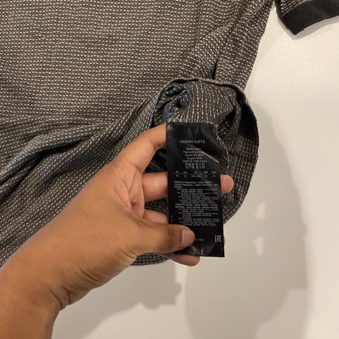 Giorgio armani slim fit ringer tee (Category: Tshirts & Polo Shirts ) located in Iloilo. Submitted by joren_ian (Listing ID 1470856168, Image 3). Description: Giorgio ARMANI Slim fit Semi strechable ringer tee Size: 52 (large) Dimes (LengthxWidth): 28.5x20 ₱600 Condition: like new Issue: none Dm to avail .