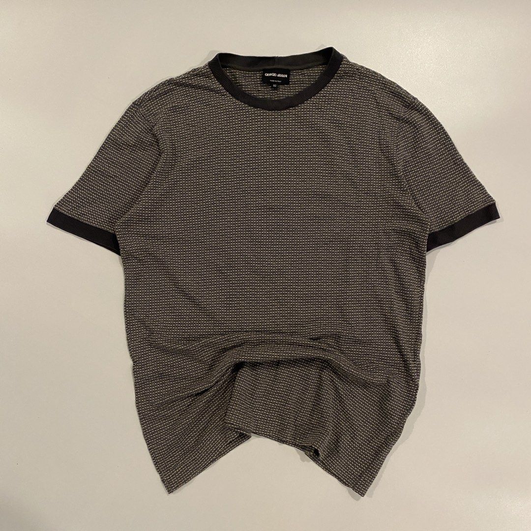 Giorgio armani slim fit ringer tee (Category: Tshirts & Polo Shirts ) located in Iloilo. Submitted by joren_ian (Listing ID 1470856168, Image 1). Description: Giorgio ARMANI Slim fit Semi strechable ringer tee Size: 52 (large) Dimes (LengthxWidth): 28.5x20 ₱600 Condition: like new Issue: none Dm to avail .