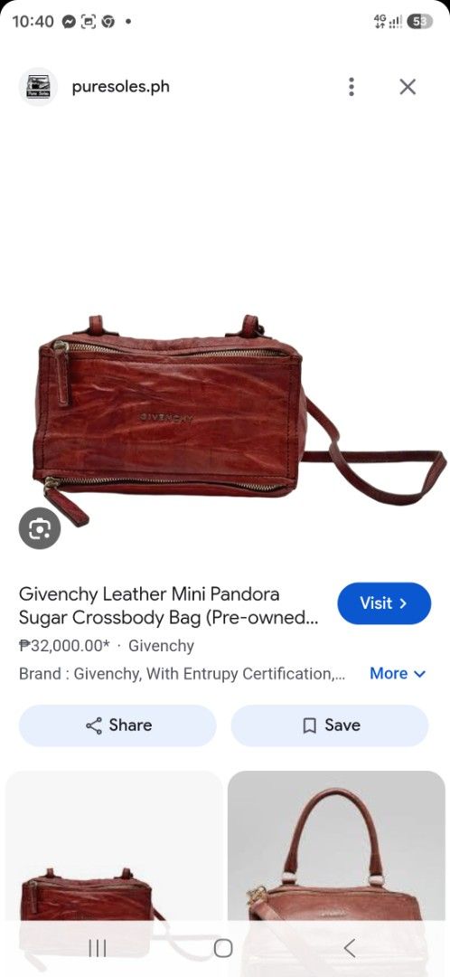 Givenchy Mini Pandora Sugar Crossbody Bag Red (Category: Cross-body Bags) located in Lemery. Submitted by venus23 (Listing ID 1470760108, Image 3). Description: - Brand: Givenchy - Style: Mini Pandora Crossbody Bag - Color: Vibrant Red with Gold-tone Hardware - Material: Genuine Leather with Beige Fabric Interior - Features: Top and front zip closure, adjustable crossbody strap, stamped front logo - Origin: Made in Italy - Condition: Compact boxy