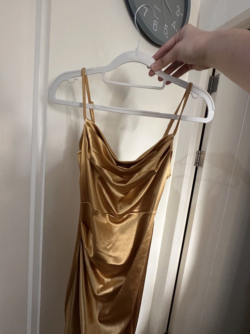 gold pleated silk dress (small) (Category: Dresses) located in Mandaluyong City. Submitted by nixcalliz (Listing ID 1470859801, Image 3). Description: once worn.