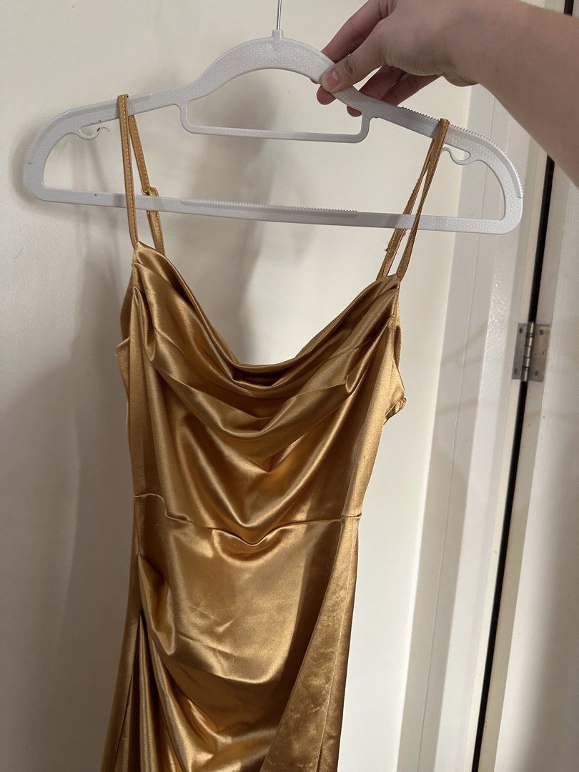 gold pleated silk dress (small) (Category: Dresses) located in Mandaluyong City. Submitted by nixcalliz (Listing ID 1470859801, Image 2). Description: once worn.