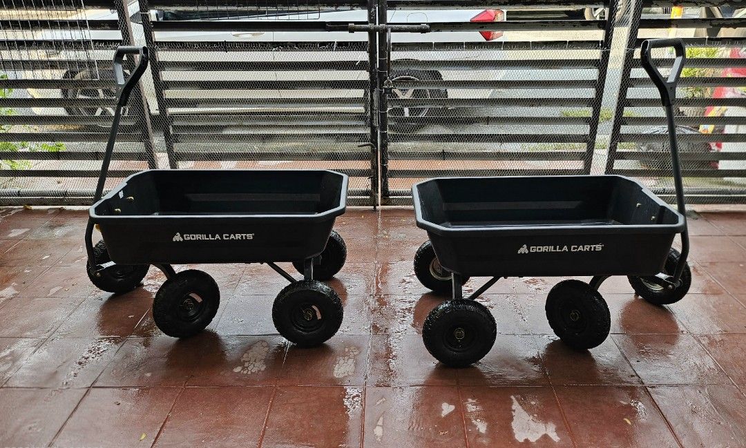 Gorilla Carts Poly Garden Dump Cart (Category: Gardening Tools & Ornaments) located in Pasig City. Submitted by alfadeck (Listing ID 1470837924, Image 2). Description: 8,000 EACH or TAKE BOTH FOR 15,000 Perfect for gardening, landscaping, hauling equipment, pet crate/stroller and other heavy-duty outdoor tasks. ✅ Heavy-duty construction, durable, built to last ✅ 4 all-terrain pneumatic wheels ✅ Spacious cargo bed ✅ Quick-release dumping feature ✅