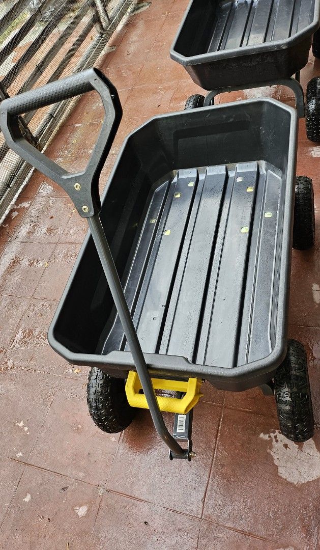 Gorilla Carts Poly Garden Dump Cart (Category: Gardening Tools & Ornaments) located in Pasig City. Submitted by alfadeck (Listing ID 1470837924, Image 3). Description: 8,000 EACH or TAKE BOTH FOR 15,000 Perfect for gardening, landscaping, hauling equipment, pet crate/stroller and other heavy-duty outdoor tasks. ✅ Heavy-duty construction, durable, built to last ✅ 4 all-terrain pneumatic wheels ✅ Spacious cargo bed ✅ Quick-release dumping feature ✅