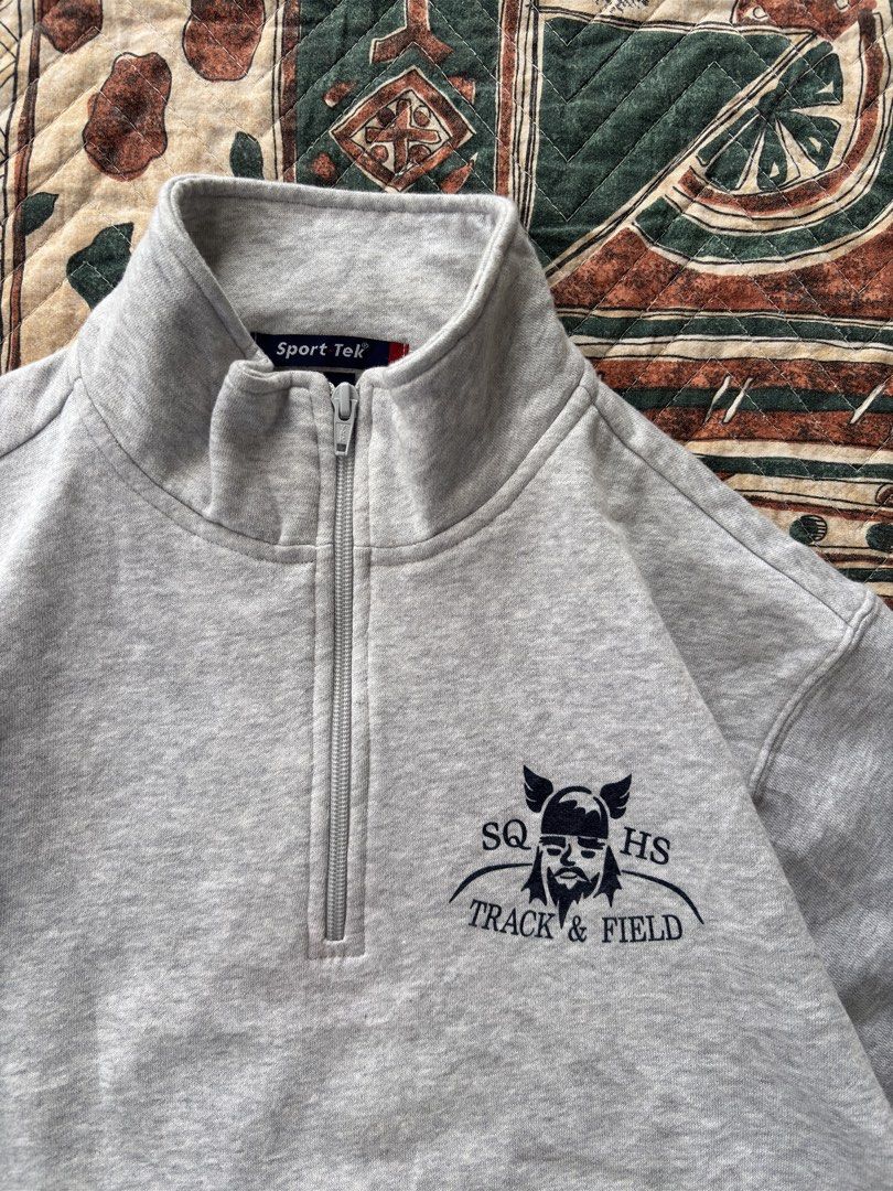 Gray Sport-Tek quarter-zip sweatshirt (Category: Coats, Jackets and Outerwear) located in Baguio. Submitted by zojythriftph (Listing ID 1470900072, Image 3). Description: Gray Sport-Tek quarter-zip sweatshirt L27, w22 | Medium- Large No flaws, Like new Color rate 10/10 .