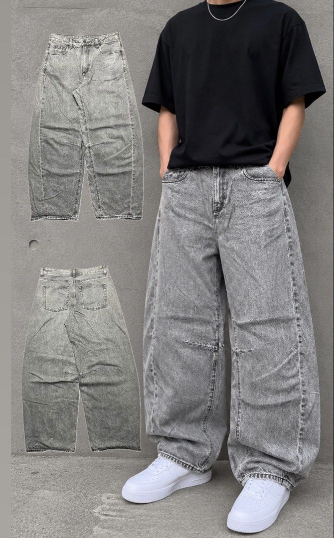 GU gray washel barrel pants (Category: Jeans) located in Iloilo. Submitted by nextwearco_ilo (Listing ID 1470896064, Image 1). Description: 👖 ITEM DETAILS Item/Brand: GU gray washel barrel pants (#1) Condition: Like new Dimension/Measurements: 30-32 W x 40.5 L , 9.5 Leg opening ( L ) Issues:None ₱ 899 .