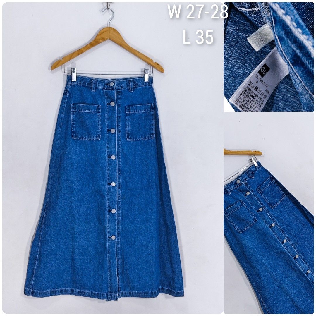 GU Soft Denim Skirt (Category: Skirts) located in Marikina City. Submitted by closetessentials07 (Listing ID 1470775758, Image 1). Description: W 27-28.