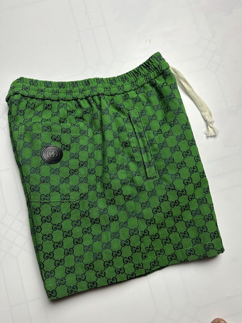 Gucci (Category: Luxury Apparel) located in Orani. Submitted by ajgav69 (Listing ID 1470745137, Image 3). Description: Gucci monogram shorts Size medium As new condition No flaws 28-36 waistline 17 length .