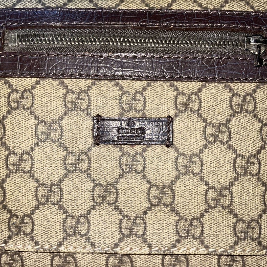 Gucci GG Supreme Messenger Bag (Category: Luxury Bags & Wallets) located in Manila. Submitted by astral_ (Listing ID 1470876829, Image 3). Description: Gucci GG Supreme Messenger Bag Authentic Size: Medium to large Condition: Lightly used Issue: minor canvas crack & front zipper pull tab is missing but functions smoothly Width: 17 in Height: 11 in Depth: 5 in Price: 8,000 shipped.