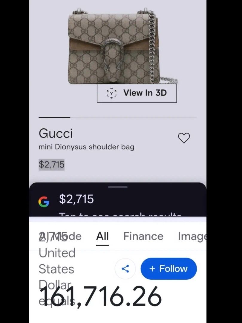 Gucci Mini Dionysus (Category: Shoulder Bags) located in Cabuyao City. Submitted by secondhand.shop.ph (Listing ID 1470812508, Image 3). Description: Sale❗️Sale❗️Sale❗️ GUCCI coded small 📌Issue: water marks Genuine leather trim 📌First to pay!.