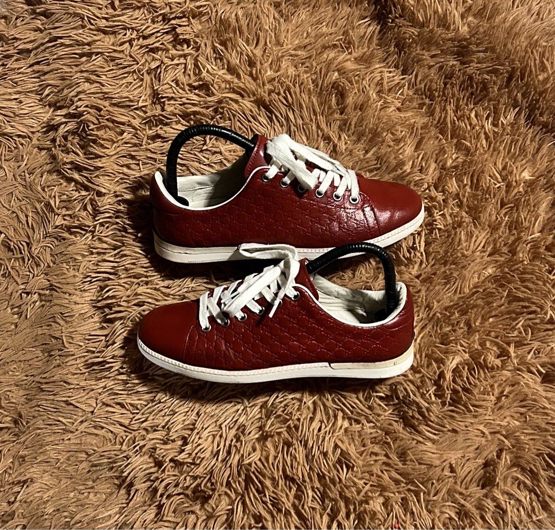 Gucci Red micro Guccissima (Category: Sneakers & Footwear) located in Iloilo. Submitted by thrift-to-thrift-ukay (Listing ID 1470875933, Image 2). Description: Authentic/Legit Gucci Red micro Guccissima Size 36 on code tag can fit 37 24cm Excellent condition Sign of used.