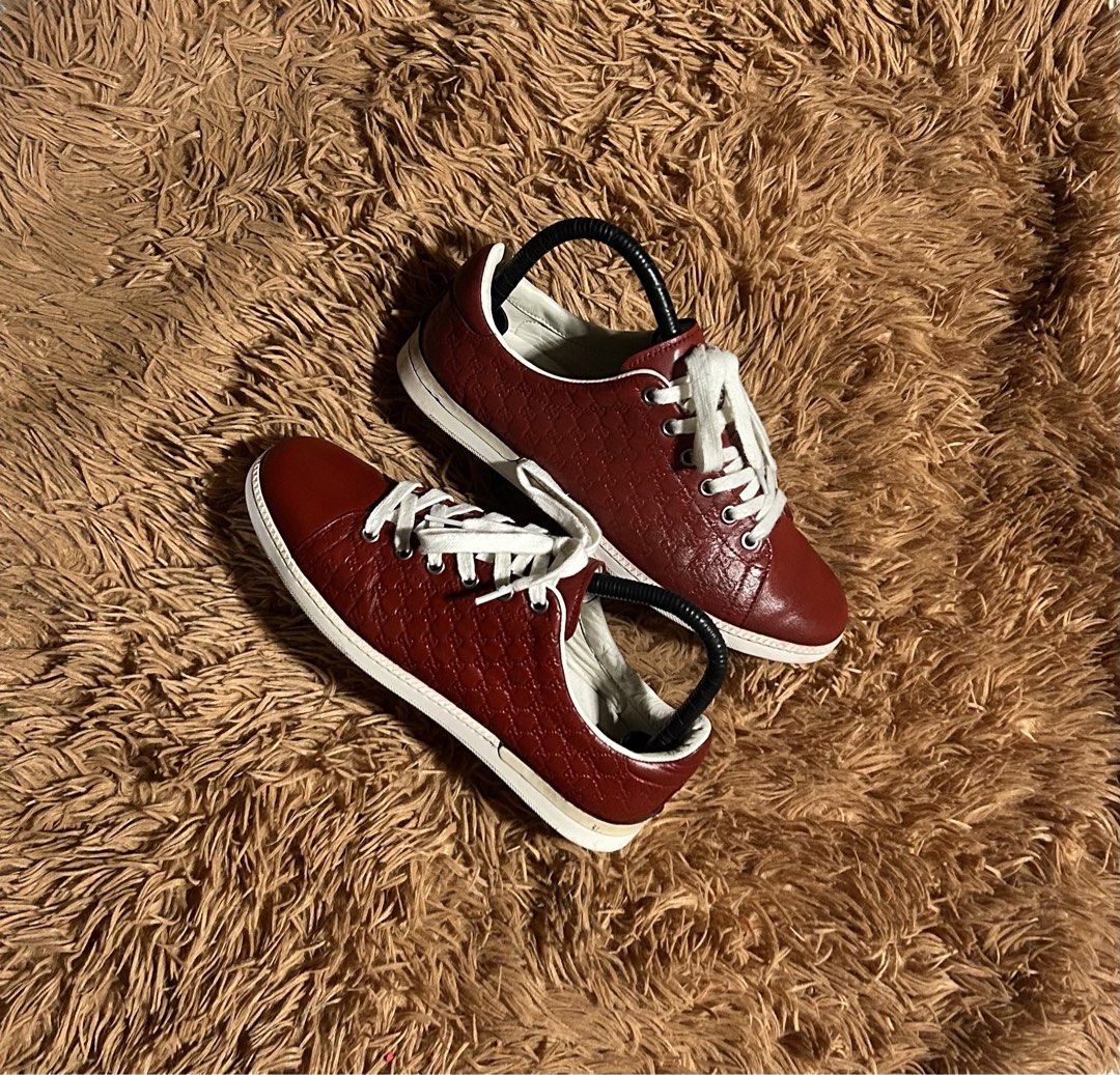Gucci Red micro Guccissima (Category: Sneakers & Footwear) located in Iloilo. Submitted by thrift-to-thrift-ukay (Listing ID 1470875933, Image 3). Description: Authentic/Legit Gucci Red micro Guccissima Size 36 on code tag can fit 37 24cm Excellent condition Sign of used.