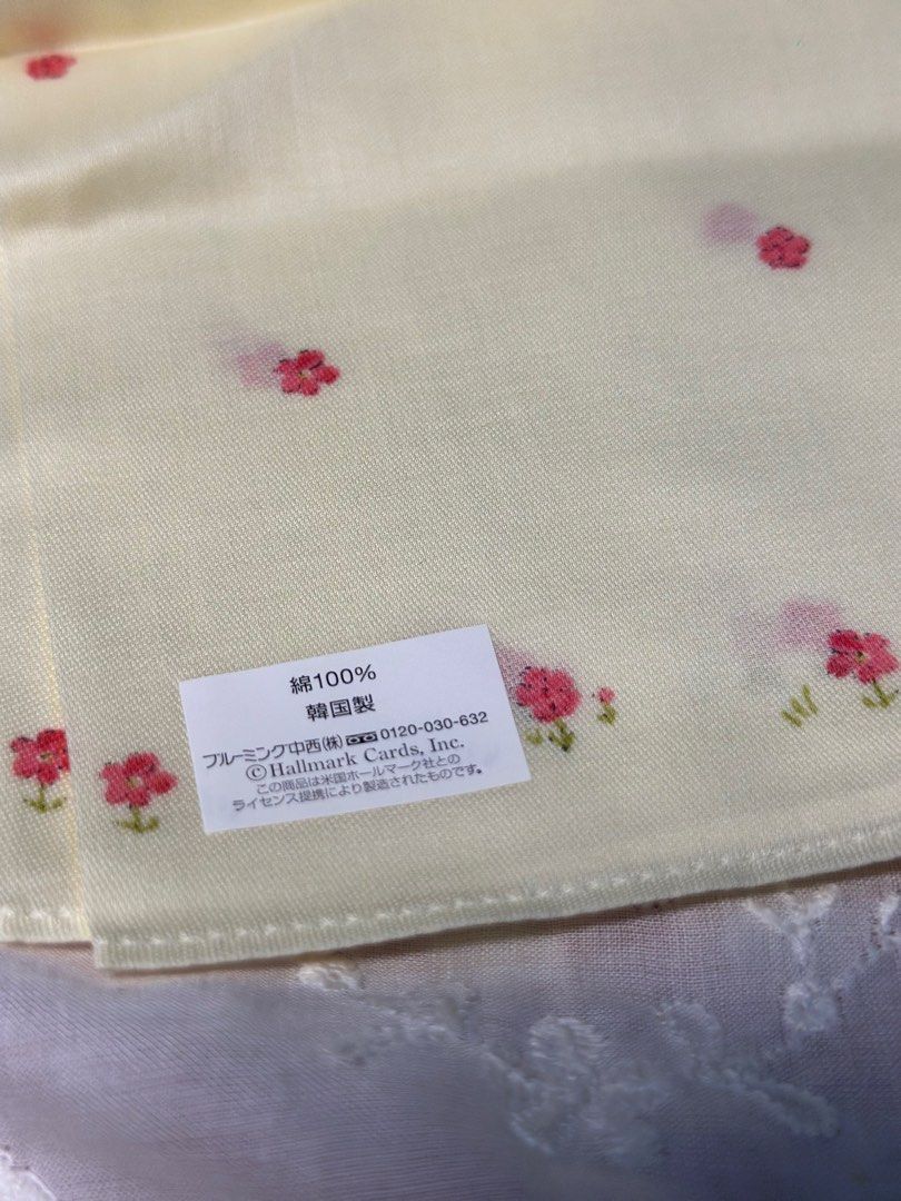 Hallmark Design Collection handkerchief (Category: Handkerchief & Pocket Squares) located in Davao. Submitted by favoritepreloved (Listing ID 1470812965, Image 2). Description: 💜 FIX PRICE 💜 featuring an illustration of kittens in a basket with the phrase "Luck is on your side" 💜 48cm x 48cm.