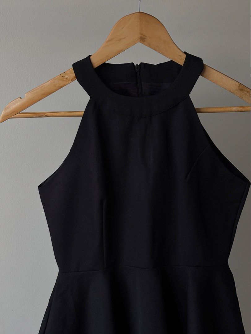 Halter Mini Black Dress (Category: Dresses) located in Taguig. Submitted by curatedbyk_ (Listing ID 1470853850, Image 3). Description: - The perfect little black dress 🤍 - Thick hard fabric, A-line shaped - Non Stretch - High quality, I can vouch for this!! With lining inside - Fits XS - XXS * No cancellation / return due to item doesn’t fit etc. (Condition & sizing are always well informed.) * Joy reservers / offer = blocked. * All items are cl