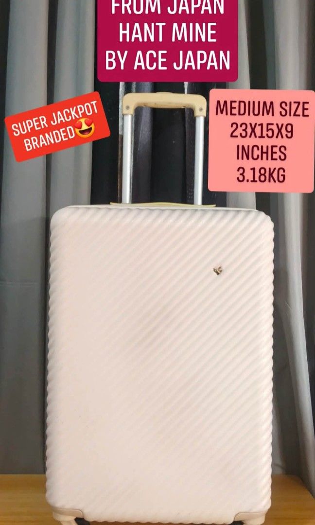 HANT BY:ACE (Category: Luggage) located in Manila. Submitted by jzjapansurplus (Listing ID 1470837115, Image 1). Description: ‼️😱JACKPOT TO😱‼️ MAHAL MARKET PRICE IMPORTED FROM JAPAN HANT BRAND BY ACE JAPAN MEDIUM SIZE ₱6000 ONLY 🔰SMOOTH 360 ROTATION WHEELS WITH WHEEL BREAKS 🔰POLYCARBONATED CASE 🔰LIGHTWEIGHT 🔰ELEGANT DESIGN 🔰WIDE SPACE WITH DIVIDER AND POCKET 🔰TELESCOPIC PUSH HANDLE CARRIER 🔰NO ISSUE‼️GOOD CONDITION.