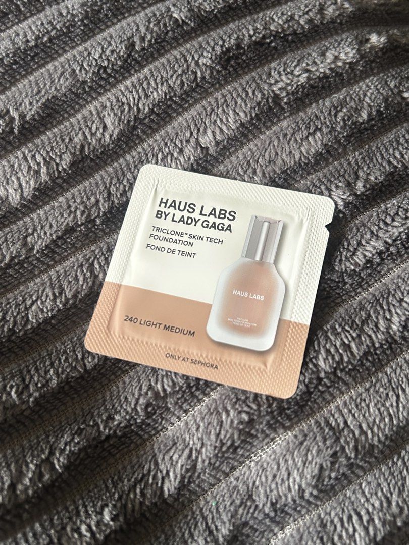 Haus Labs Triclone Skin Tech Foundation Sample - 240 Light Medium (Category: Makeup) located in Quezon City. Submitted by jules.18 (Listing ID 1470816821, Image 1). Description: Haus Labs Triclone Skin Tech Foundation sample in Shade 240 Light Medium. Brand new, unopened sachet—perfect for testing the shade and formula before committing to the full size. Sephora exclusive!.