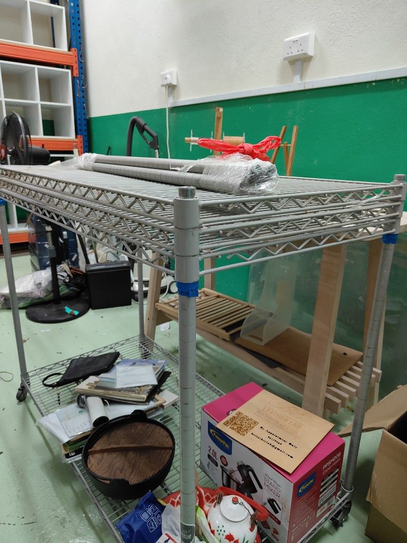 Rolling Rack Hardware Heavy Duty Steel Wire 4 Tier Shelving Rolling Rack, Furniture & Home ...