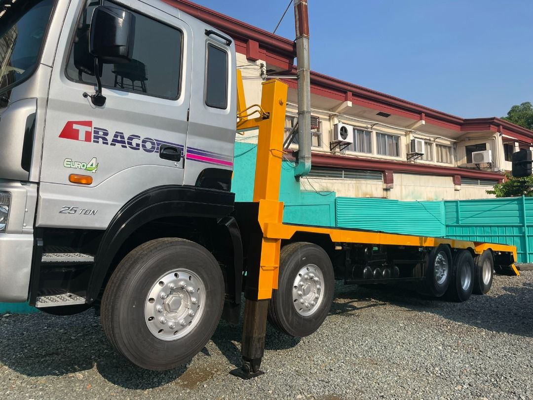 HYUNDAI SELF LOADER FOR SALE!! (Category: Construction Tools & Equipment) located in Quezon City. Submitted by yumi_pkglobal (Listing ID 1470785295, Image 3). Description: FOR SALE: 14-WHEELER 40-TON HYUNDAI TRAGO SELF-LOADER (EURO 4) Quick Specs! Up to 40 Tons l 14-Wheeler for heavy machinery (excavator, roller, dozer) Rear hydraulic ramps, front winch, outriggers Anti-twisting high-tensile steel frame 🏦 Financing Available! Fast and easy proce