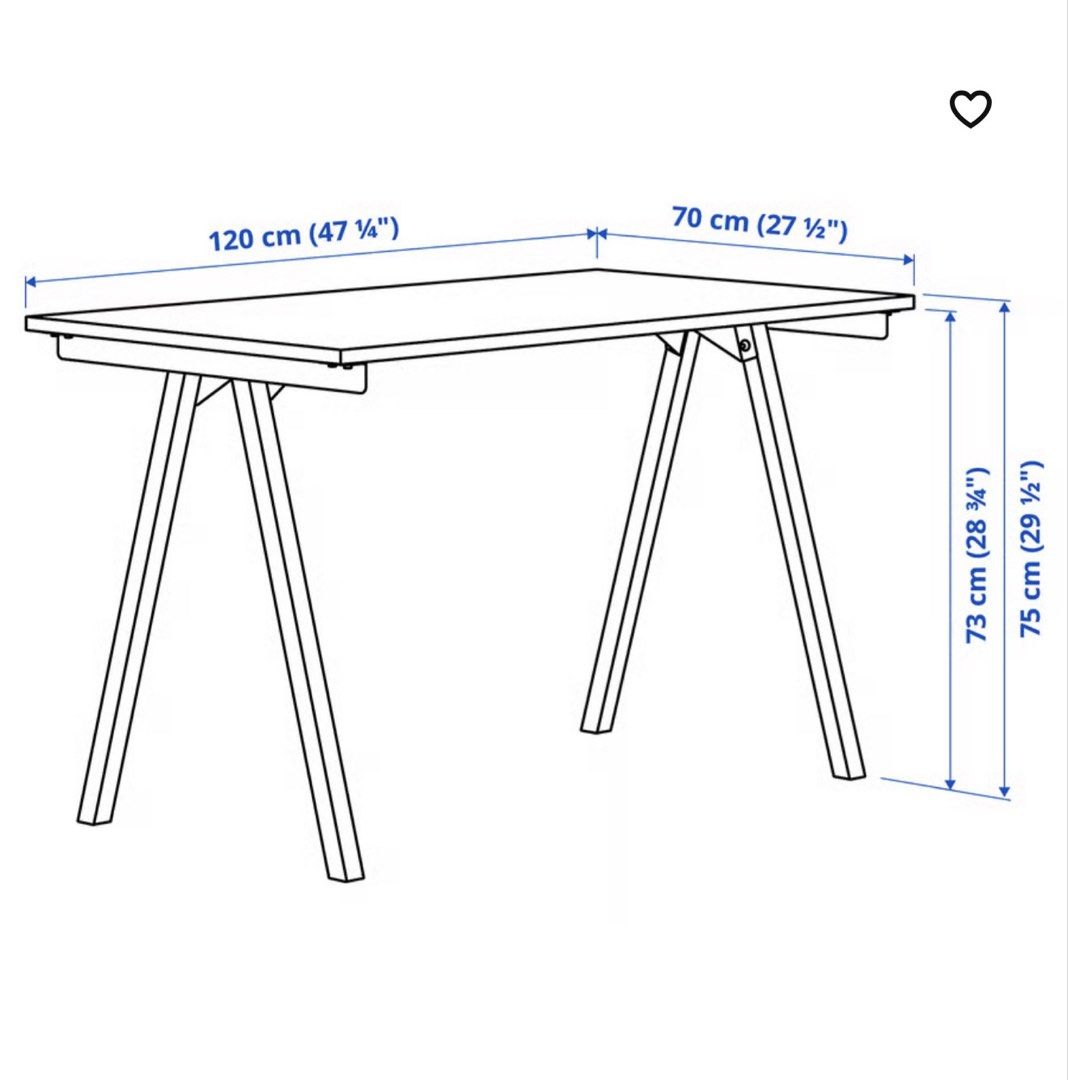 IKEA Trotten Table 120x70cm Ash White (Category: Office Furniture & Fixtures) located in Makati City. Submitted by apricooutdoors (Listing ID 1470745937, Image 3). Description: Decluttering Preferably for pick up.