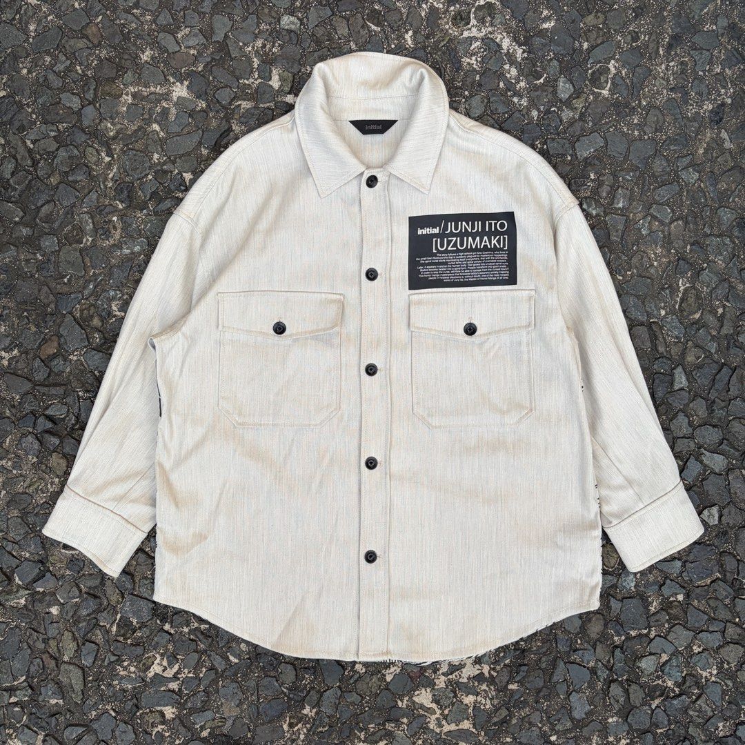 Initial x Junji Ito Uzumaki Crossover Collection Jacket (Category: Coats, Jackets and Outerwear) located in Manila. Submitted by stablesource (Listing ID 1470832064, Image 2). Description: Initial x Junji Ito Uzumaki Crossover Collection Jacket Size 2 Dimension: 23 Width 29 Length Excellent Kindly Check All Details Before Purchase🤝.
