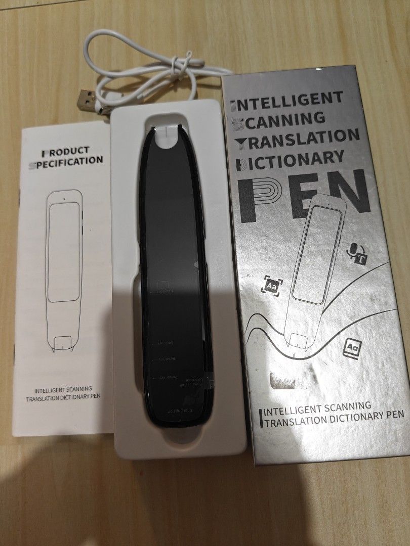Intelligent Scanning Translation Dictionary Pen (Category: Stationery & School Supplies) located in Pasay City. Submitted by annfelblairtogado (Listing ID 1470912761, Image 1). Description: - Intelligent scanning translation dictionary pen in sleek black - Condition: Brand New - Perfect handy tool for reading foreign text, studying languages, and quick word lookups - Complete inclusions: Original silver box packaging, instruction manual, and USB 