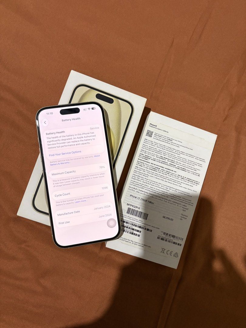 Iphone 15 256GB ZP/A - Any Sim (Category: iPhone 15 Series) located in Manila. Submitted by aprilbeelee (Listing ID 1470895964, Image 2). Description: 256 GB | 79 BH NO history of repair (original parts) NO sim restriction (any sim) NO hidden issue ZP/A Local Variant | NTC Approved Updated to latest iOS 27 Powermac purchase Test all you want Slightly Nego | Personal Use | Inclusions: Original Box (same imei) Cord, Cases, & Manuals 📍Valenzuela Ci