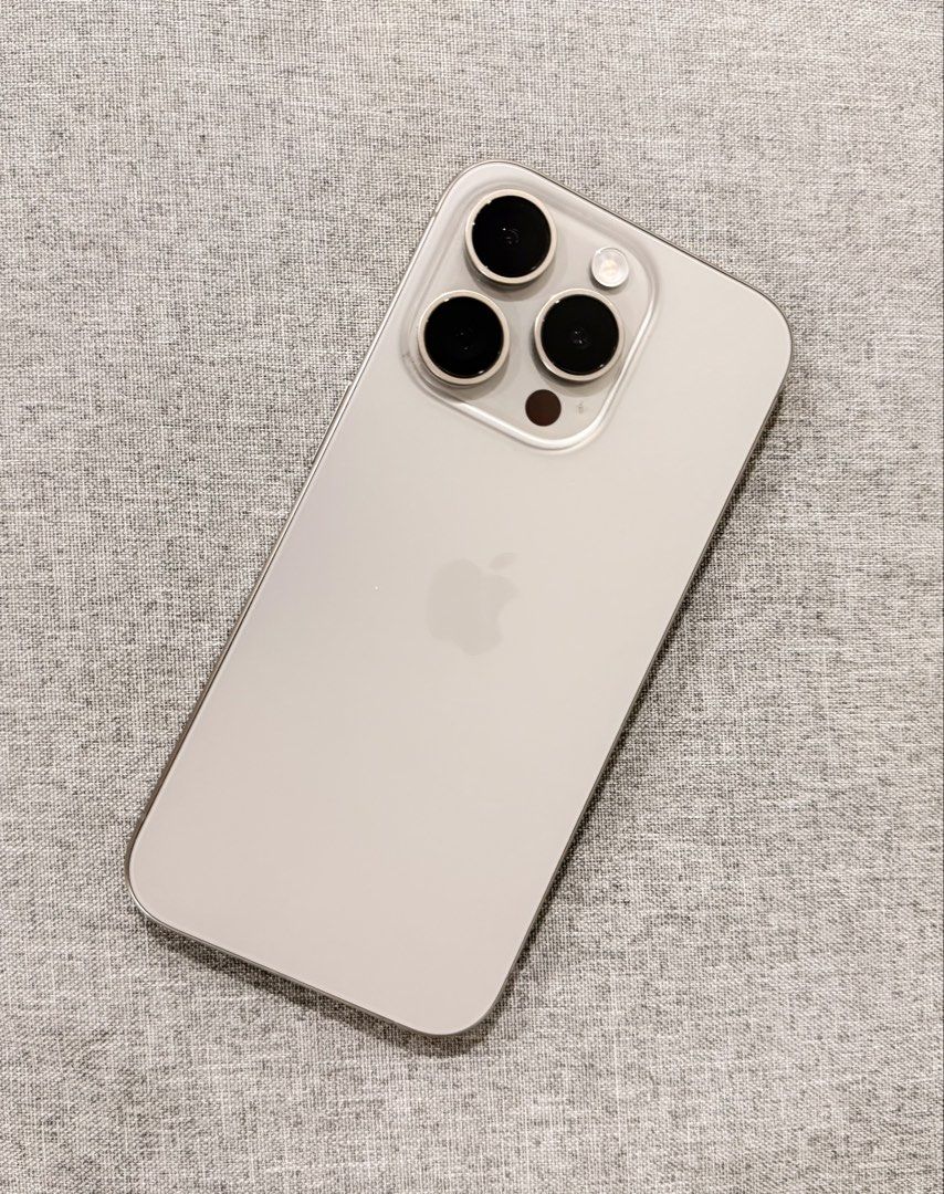 iPhone 15 Pro Natural Titanium (Category: iPhone 15 Series) located in Mandaluyong City. Submitted by barbara.wardrobe (Listing ID 1470853577, Image 1). Description: - Lady Owned - No Sim Restrictions - Battery Health: 79% - Inclusions: charger cord, charger box and cases - No dents/no scratches - Meet up Mandaluyong Area - RFS: Upgraded already, I don’t need an extra phone.