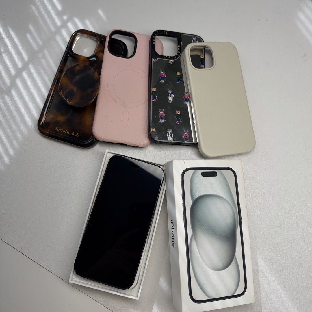 Iphone 15 Series (Category: iPhone 15 Series) located in Makati City. Submitted by dianedelro (Listing ID 1470756525, Image 2). Description: Selling my iPhone 15 256GB , Black • 83% Battery Health • lady-owned •Factory Unlocked • with original box & type C cable •included 4 cases •bought in abenson with receipt •konting scratches pero well taken care of •never been LCD replaced RFS: Upgrade to Iphone 18 Pro Test all you want! Pickup sa house (Mak