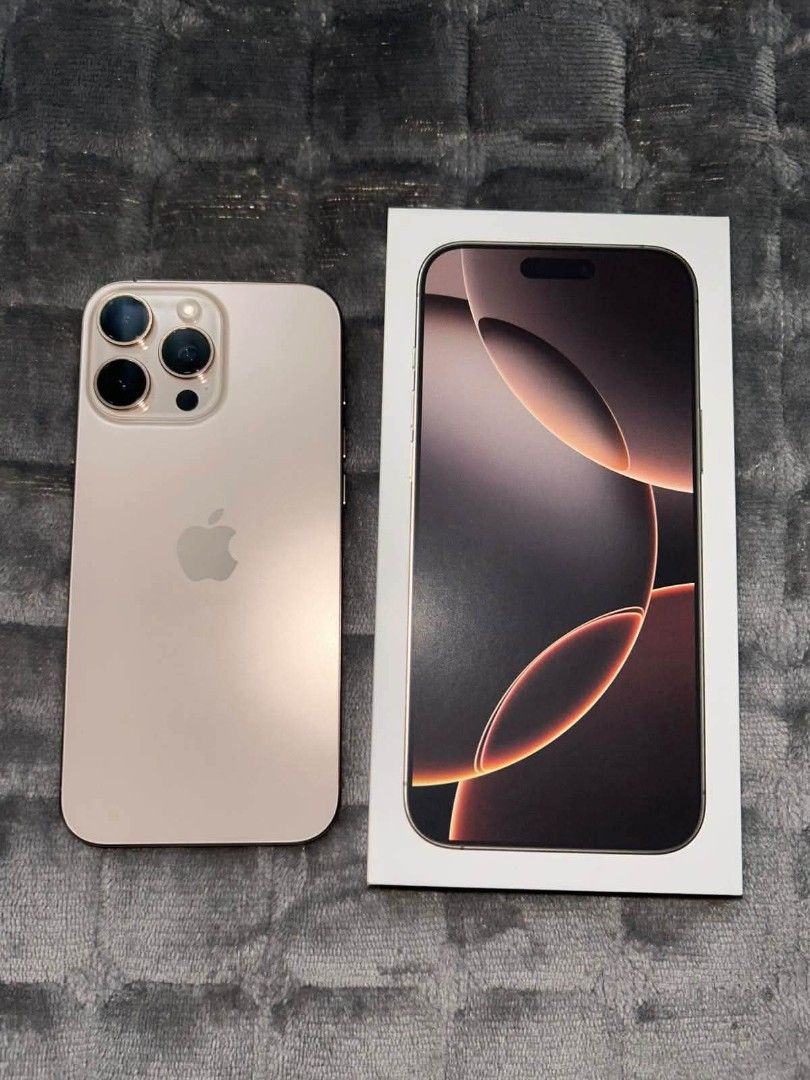 Iphone 16 Pro Max 256gb Desert Titanium (Category: iPhone 16 Series) located in Taytay. Submitted by bellakutch (Listing ID 1470818875, Image 1). Description: - Model: iPhone 16 Pro Max - Storage: 256GB - 94% Battery Health - Color: Desert Titanium - Condition: Layered condition 4/4 (Pristine, flawless body and screen) - Mababa pa Cycle Count - Inclusions: Complete with original box and USB-C charging cable - Meetup Location: Jill & Pops Kitchen 