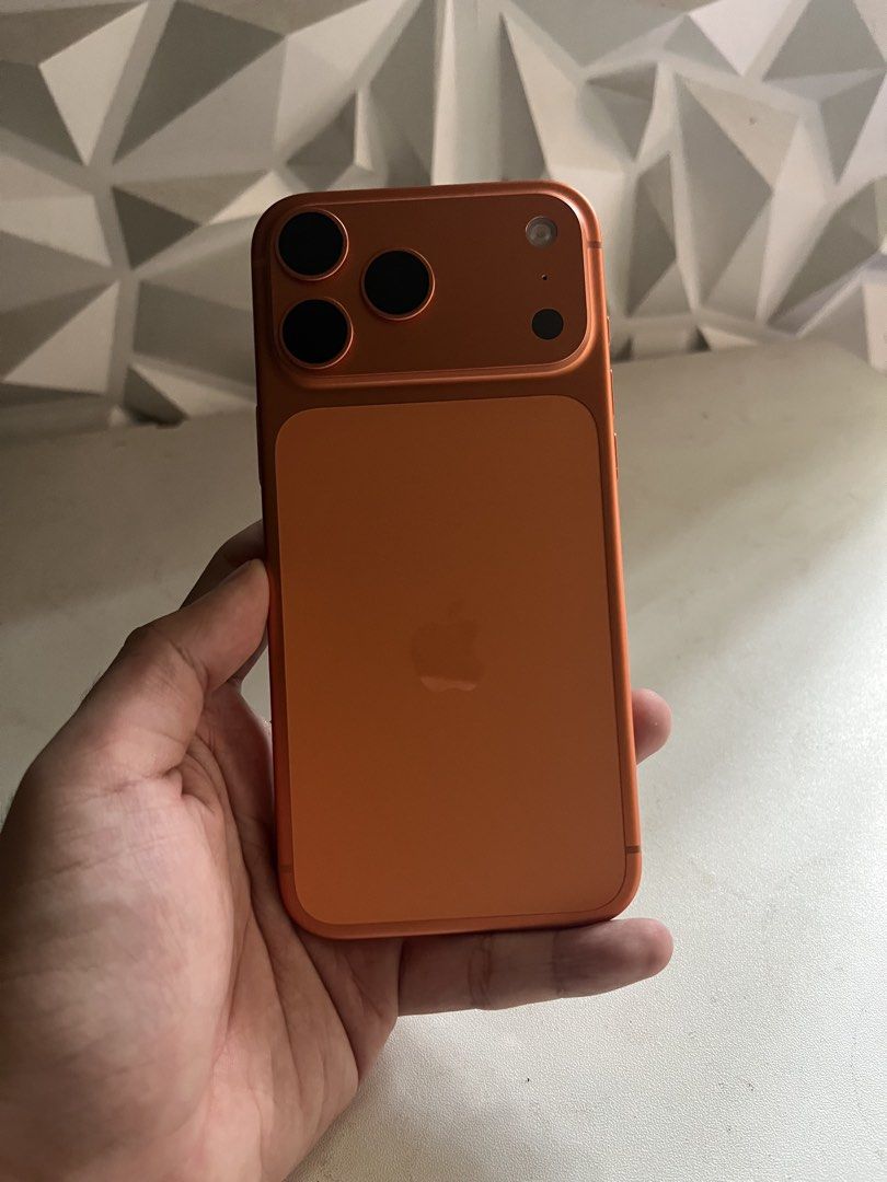 iPhone 17 Pro Max 256GB (Category: iPhone 17 Series) located in Taguig. Submitted by santopapi222 (Listing ID 1470842986, Image 3). Description: iPhone 17 Pro Max 256GB • openline ntc variant • cosmic orange color • includes original receipt, box and stock cable • good condition aside from the small dent as shown in pic • no issues • 90% BH 467cc • unli test until satisfied • price is FIRM meetup loc is taguig.