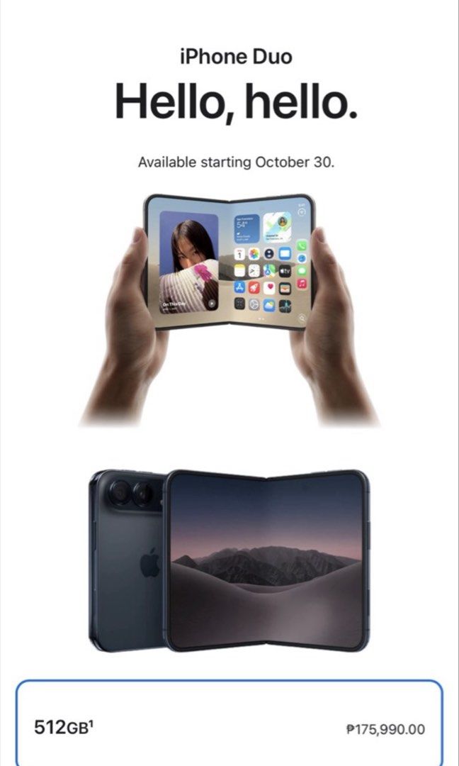 iPhone Duo 512GB (Category: iPhone Duo Series) located in Manila. Submitted by jwnnlpz (Listing ID 1470821625, Image 1). Description: RFS: Change of plans. Pre-Order Details: * Model: iPhone Duo 512GB * Color: Night Sky.