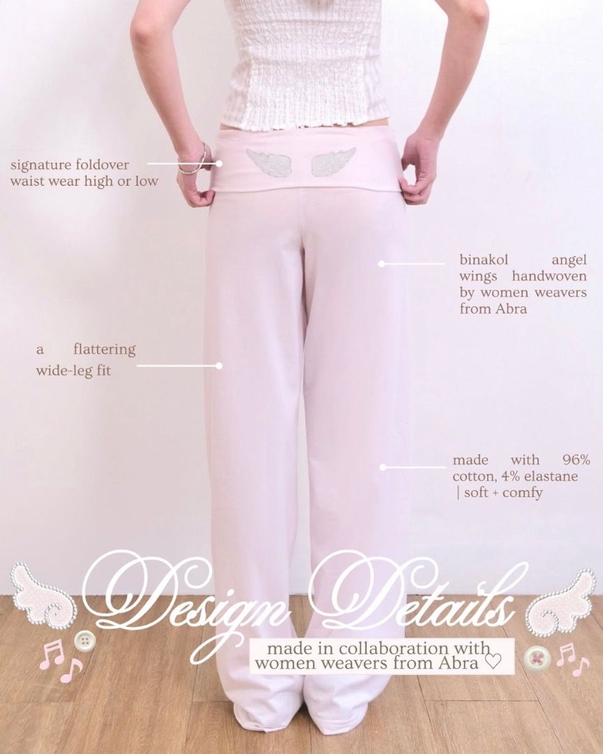 Isa The Label Pink Angel Wings Foldover Pants (Category: Jeans) located in Manila. Submitted by mary_faithh (Listing ID 1470836664, Image 1). Description: Isa The Label Pink Angel Wings Foldover Pants - Size: XS-S - Condition: Brand new / Excellent (never worn) - RFS: don’t fit me bought for 1,399 + sf from isa the label’s website helping tags: sopheme isa the label lounge set presko pants elena angel top zara hollister bershka subdued vintage pr