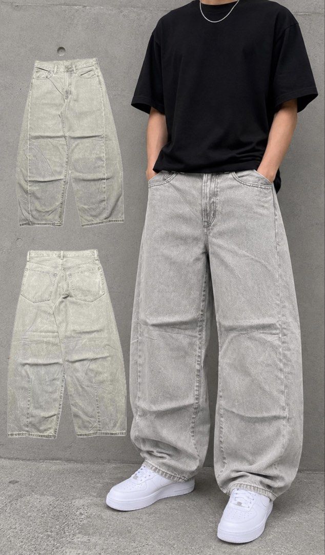 Item/Brand:GU barrel pants light gray washed (Category: Jeans) located in Iloilo. Submitted by nextwearco_ilo (Listing ID 1470889864, Image 1). Description: 👖 ITEM DETAILS Item/Brand:GU barrel pants light gray washed Condition:Like new Dimension/Measurements: 30-31 W x 38 L , 9.5 Leg opening Issues: None ₱ 899.