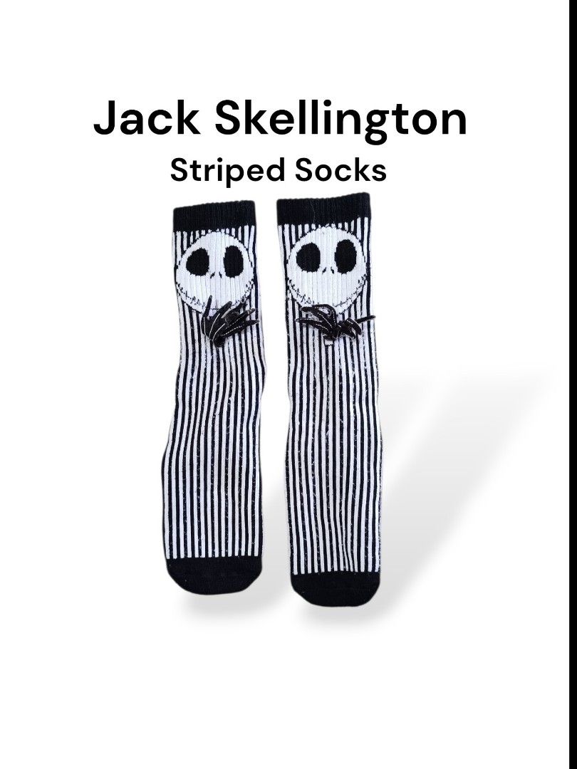 Jack Skellington striped socks (Category: Socks) located in Midsayap. Submitted by macoy.picker (Listing ID 1470796642, Image 1). Description: Jack Skellington striped socks Preloved +sf Location: North Cotabato.