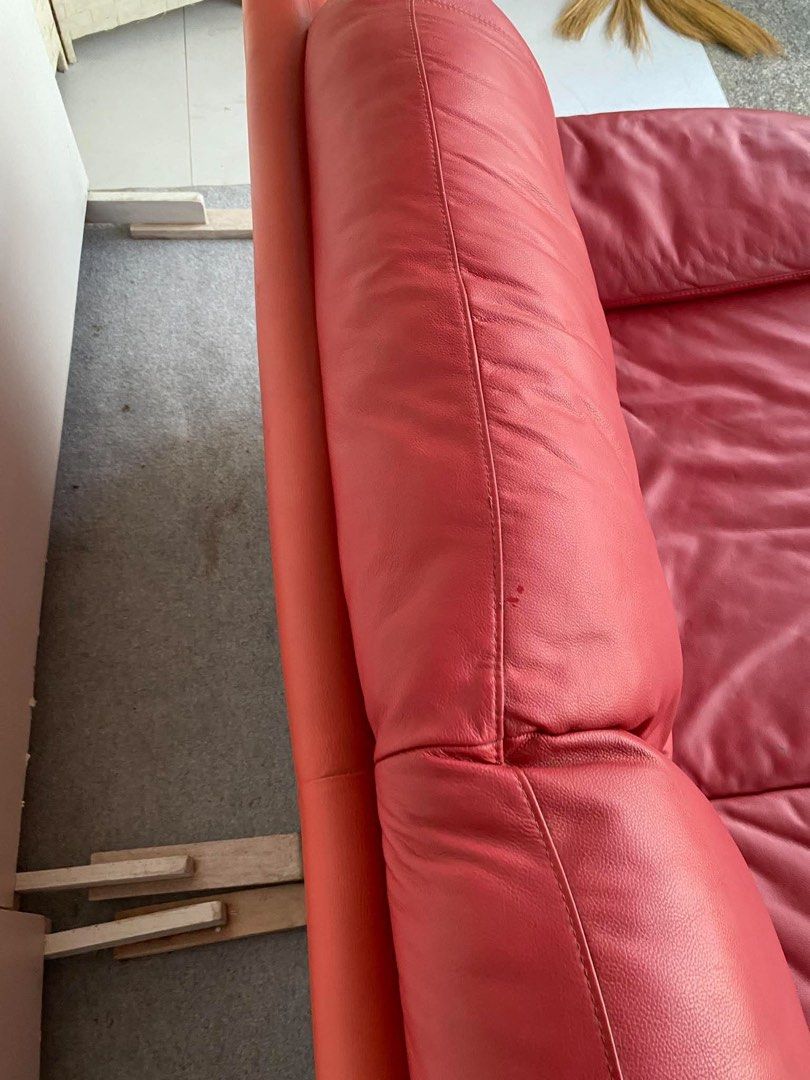 “JAPAN SURPLUS” 3-SEATER RED LEATHER SOFA (Category: Sofas) located in Bulacan. Submitted by monmon555 (Listing ID 1470916790, Image 3). Description: “JAPAN SURPLUS” 3-SEATER RED LEATHER SOFA SIZE: 73L” x 34W” x 15Sh” x 28H” inches (AS-IS ITEM) IN GOOD CONDITION.